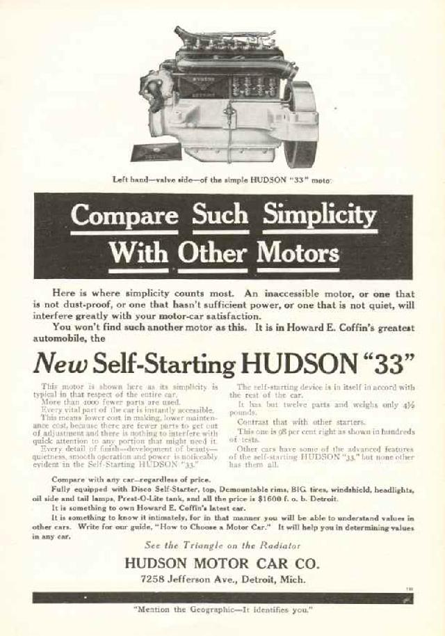 1912 Hudson Auto Advertising